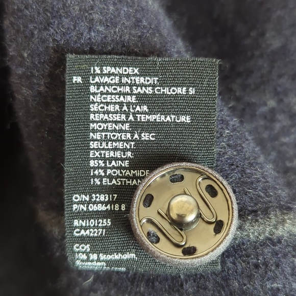 COS Grey Wool Blend Boiled Wool Cropped Sweater Jacket Stand Collar - Picture 13 of 13